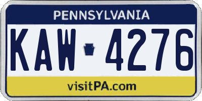 PA license plate KAW4276