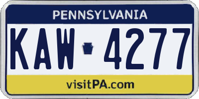PA license plate KAW4277