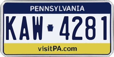 PA license plate KAW4281