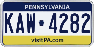 PA license plate KAW4282