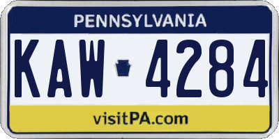 PA license plate KAW4284