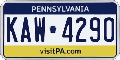 PA license plate KAW4290