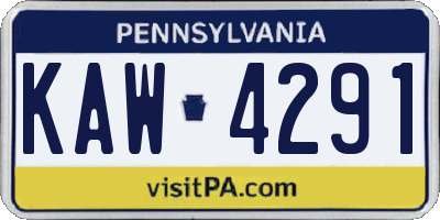 PA license plate KAW4291