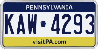 PA license plate KAW4293