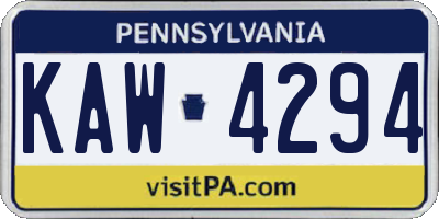 PA license plate KAW4294
