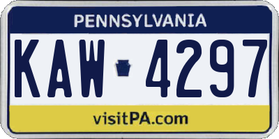 PA license plate KAW4297
