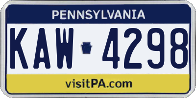 PA license plate KAW4298
