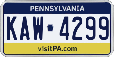PA license plate KAW4299