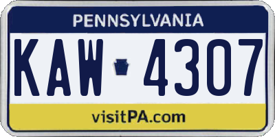 PA license plate KAW4307