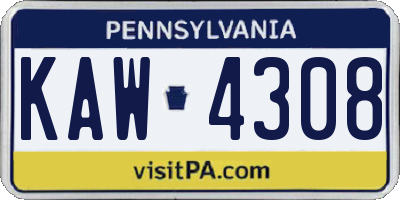 PA license plate KAW4308