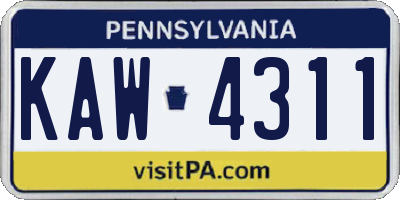 PA license plate KAW4311