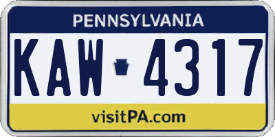 PA license plate KAW4317