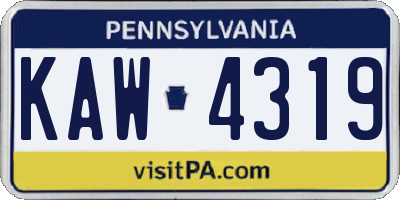 PA license plate KAW4319