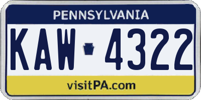 PA license plate KAW4322