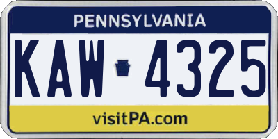 PA license plate KAW4325