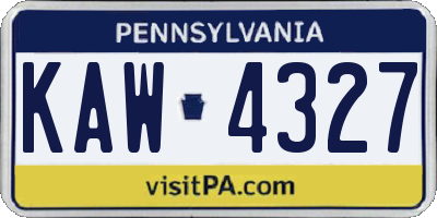 PA license plate KAW4327