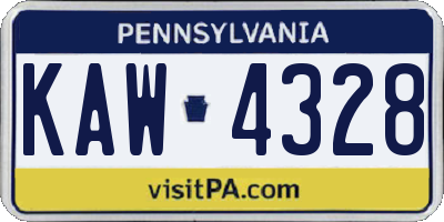 PA license plate KAW4328