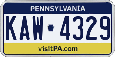 PA license plate KAW4329