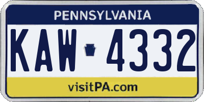 PA license plate KAW4332
