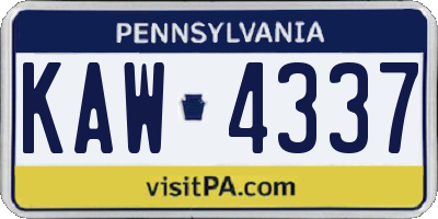 PA license plate KAW4337