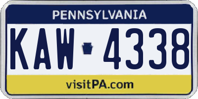 PA license plate KAW4338