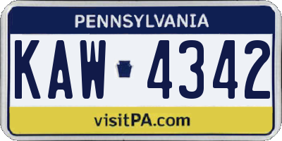 PA license plate KAW4342