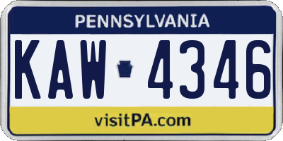 PA license plate KAW4346