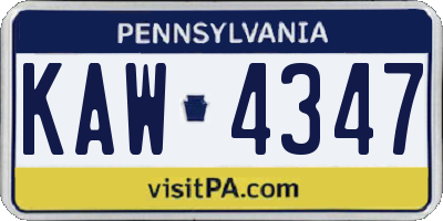 PA license plate KAW4347