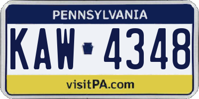 PA license plate KAW4348