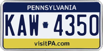 PA license plate KAW4350