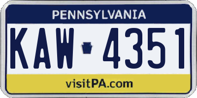 PA license plate KAW4351