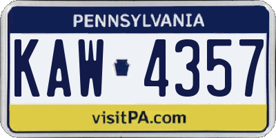 PA license plate KAW4357