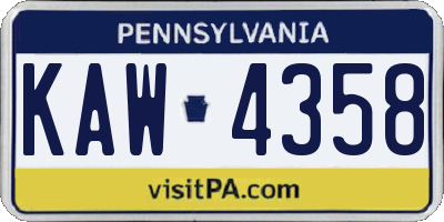 PA license plate KAW4358