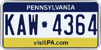 PA license plate KAW4364
