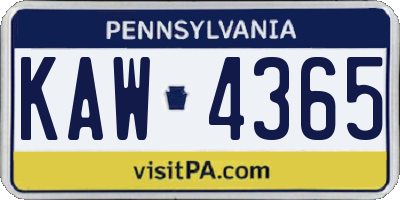 PA license plate KAW4365