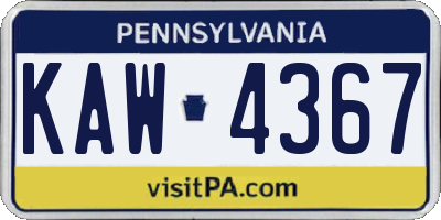 PA license plate KAW4367