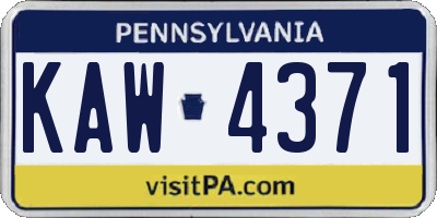 PA license plate KAW4371