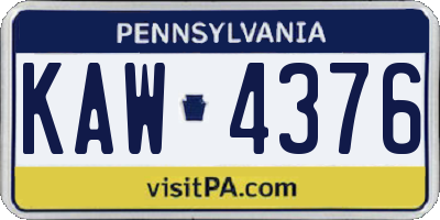 PA license plate KAW4376