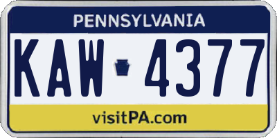 PA license plate KAW4377