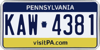 PA license plate KAW4381