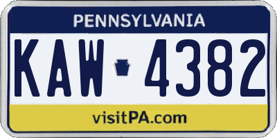 PA license plate KAW4382