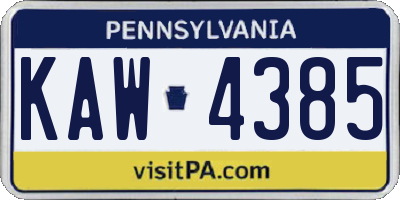 PA license plate KAW4385