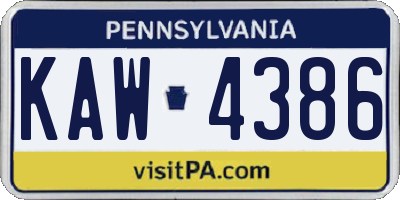 PA license plate KAW4386