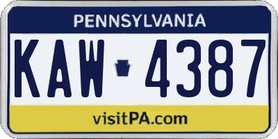 PA license plate KAW4387