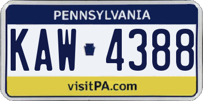 PA license plate KAW4388