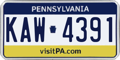 PA license plate KAW4391