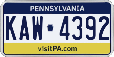 PA license plate KAW4392