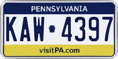 PA license plate KAW4397