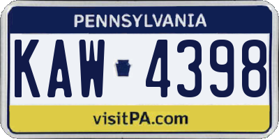 PA license plate KAW4398