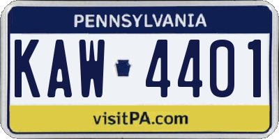 PA license plate KAW4401
